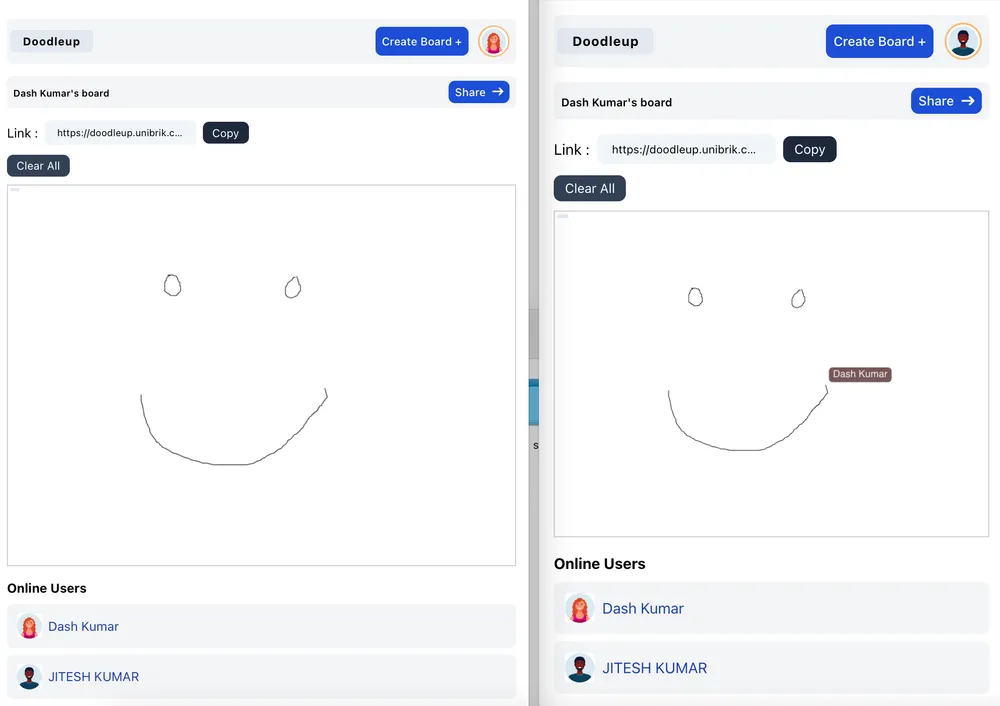 Two Users Drawing in Sync